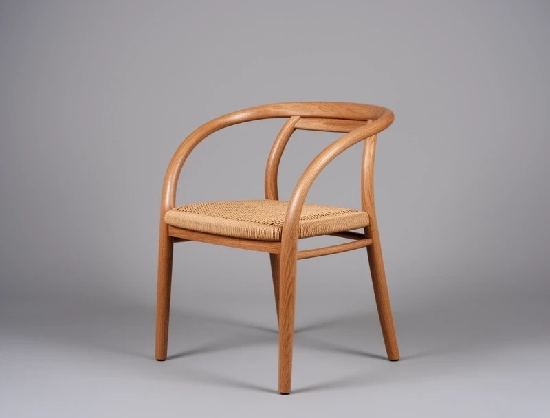 Ash dining chair with woven seat